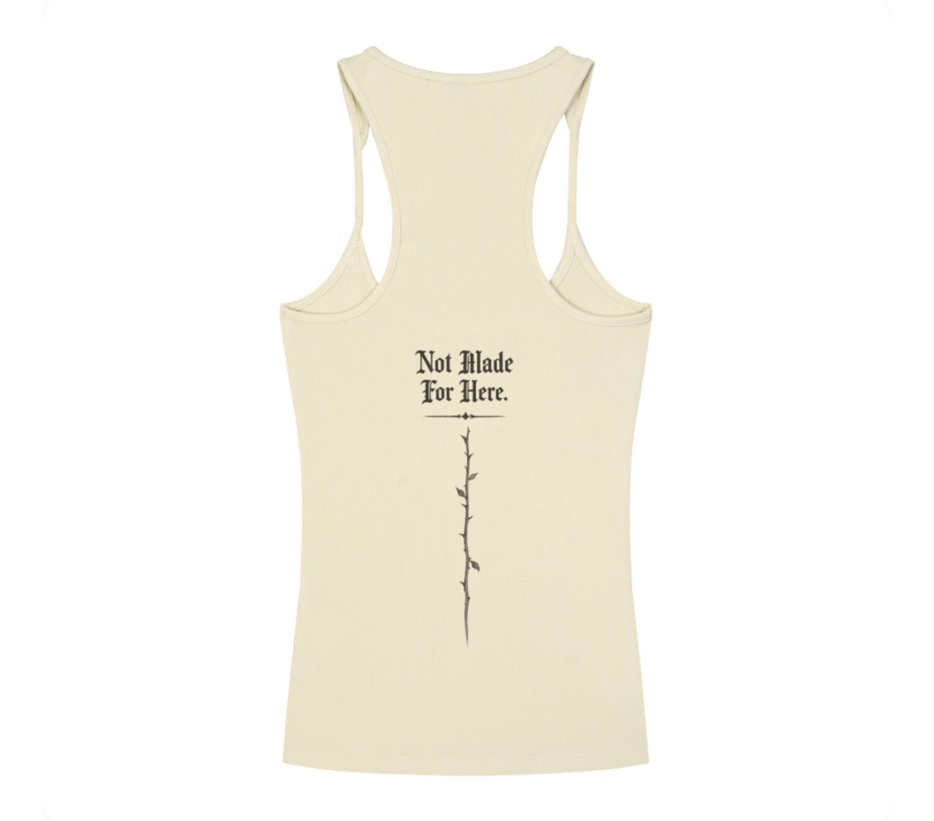 Heartsick “Not made for here” Slim Fit Ribbed Racerback Tank Top