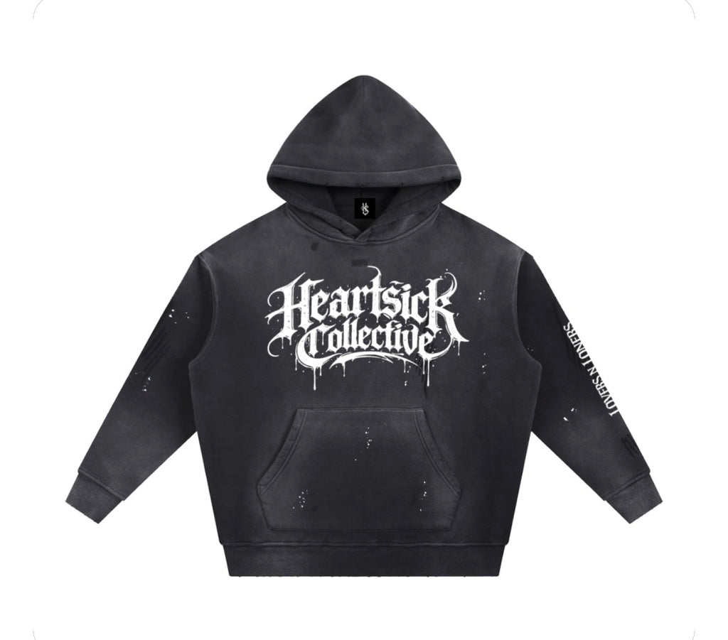 Heartsick Co. - Vintage Washed Frayed Fleece Hoodie