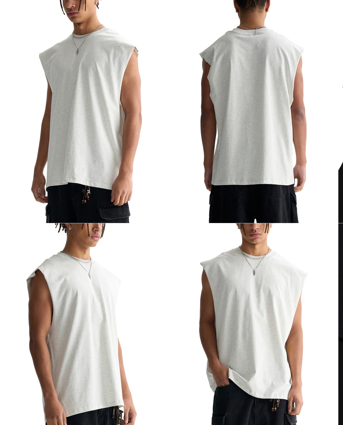 Mens Raw Edge Cotton Tank Top