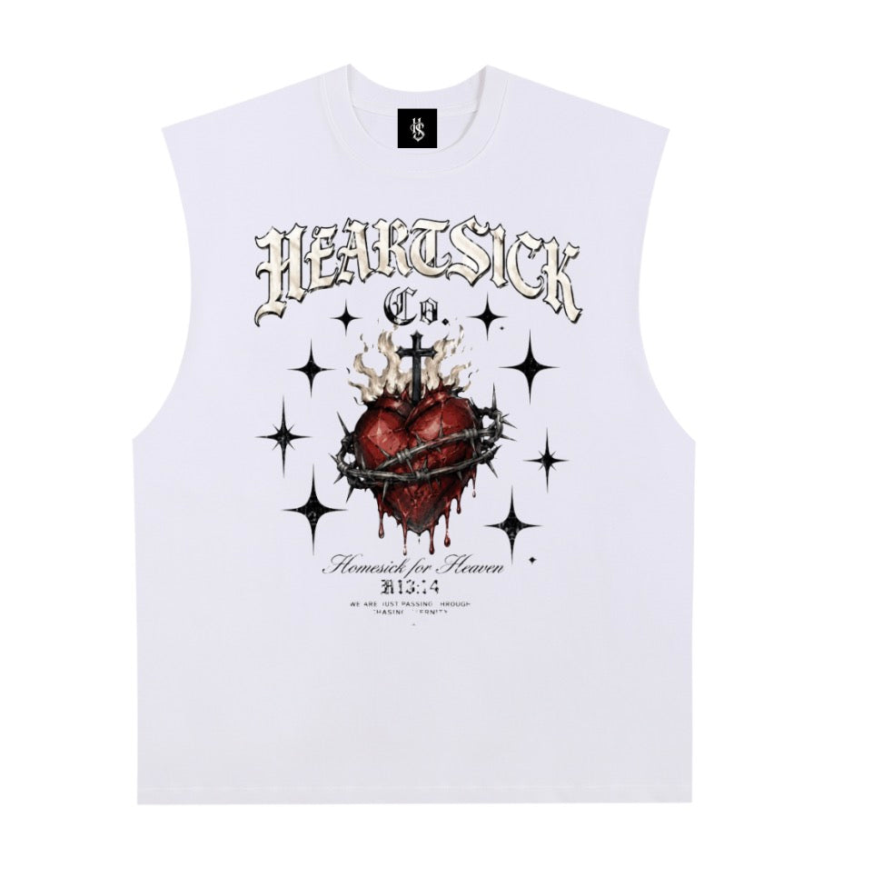 Mens Raw Edge Cotton Tank Top